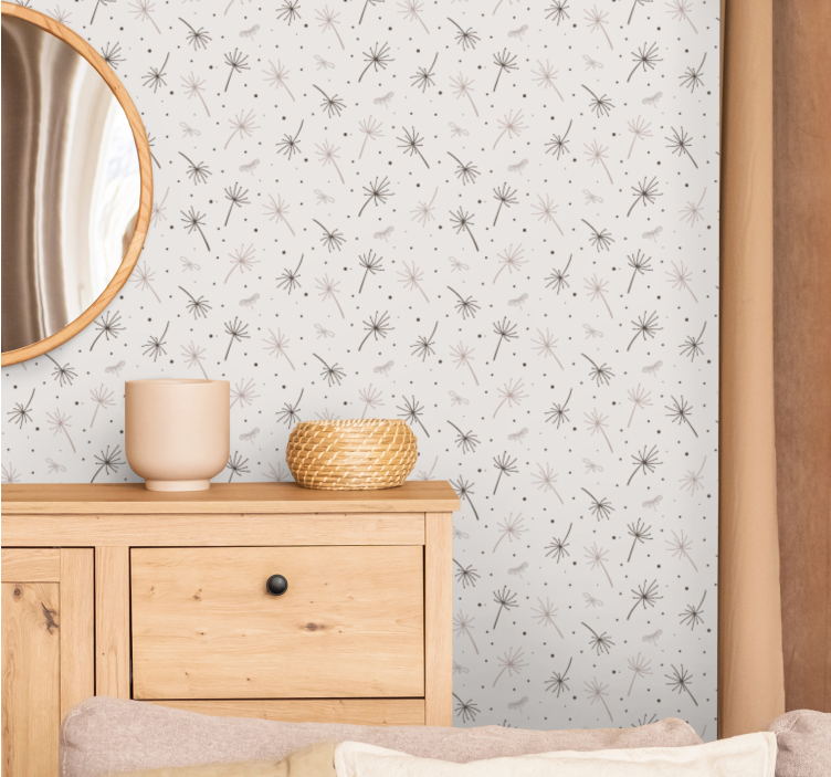 Grå maskros inspiration Tapet blommor - Tenstickers