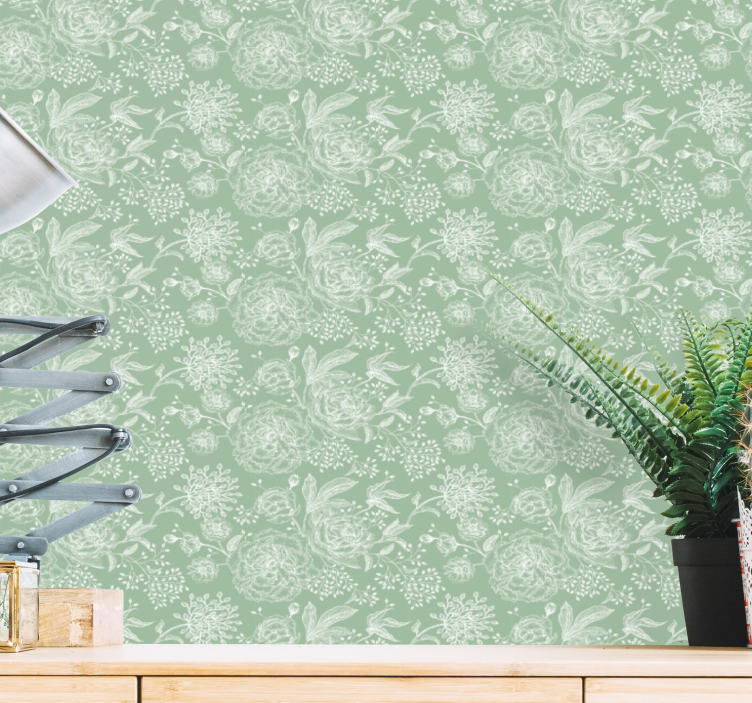 Mjuk blommig elegans Tapet blommor - Tenstickers