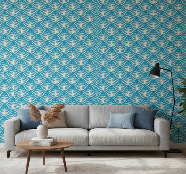 Modern tapet blå abstrakt minimalistisk design - Tenstickers