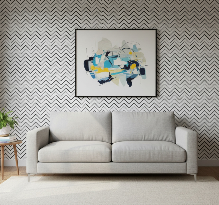 Modern tapet geometriskt zickzackmönster - Tenstickers