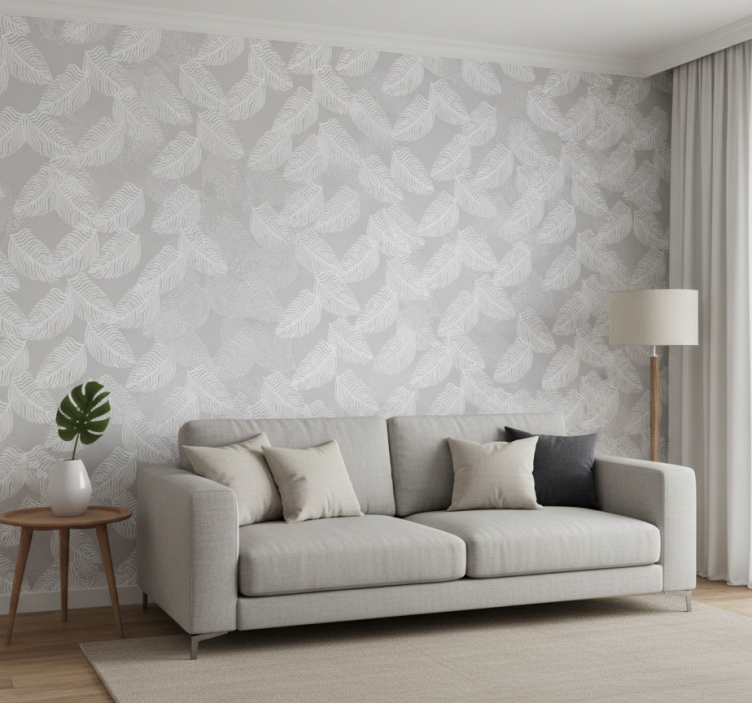 Modern tapet grå minimalistisk blommig - Tenstickers