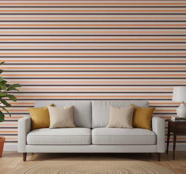 Modern tapet horisontell retro randig pastellmönster - Tenstickers
