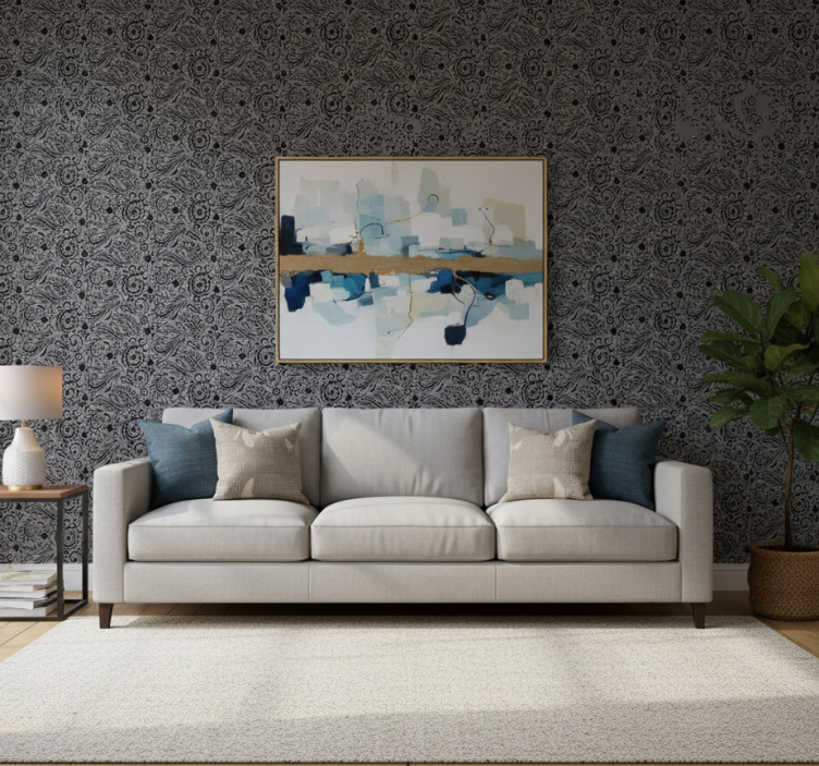 Modern tapet med utsmyckade virvlar - Tenstickers