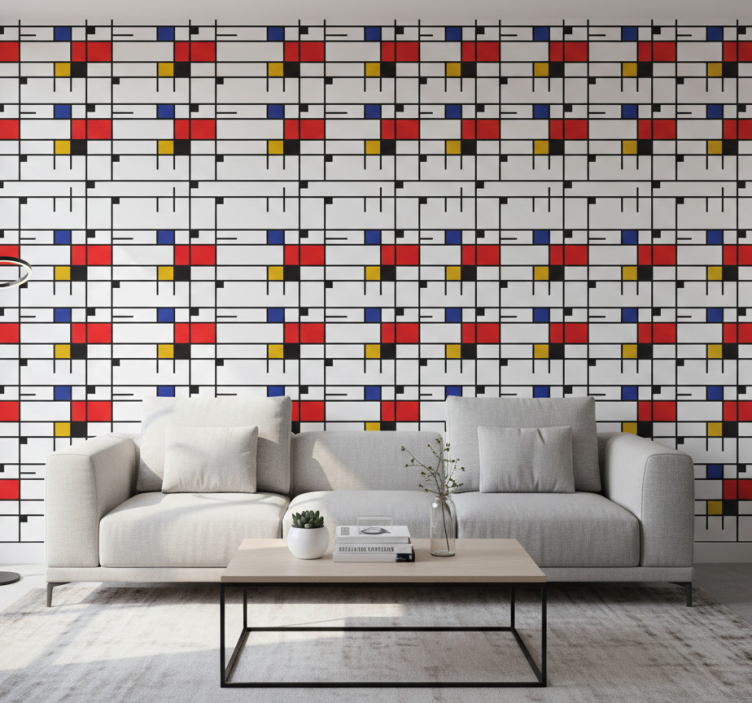 Modern tapet mondrian geometrisk konst - Tenstickers