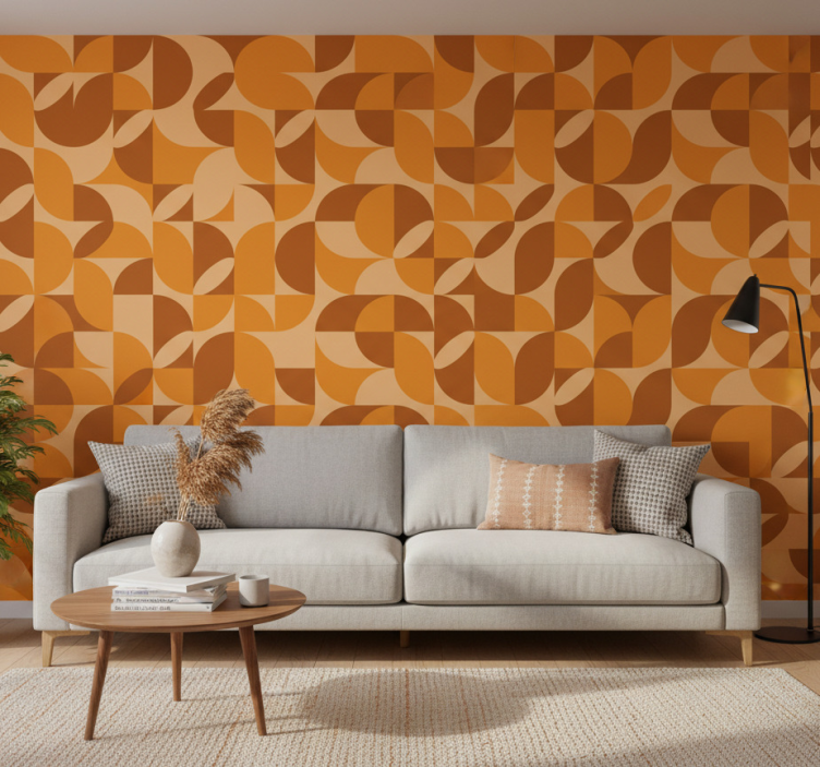 Modern tapet retro orange figurer - Tenstickers