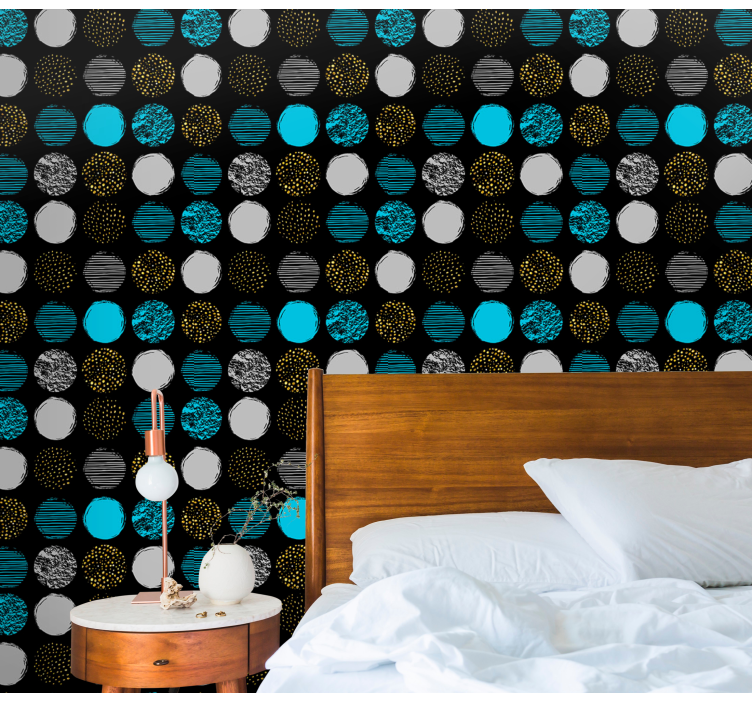 Mönster på svart bakgrund fläckig tapet - Tenstickers