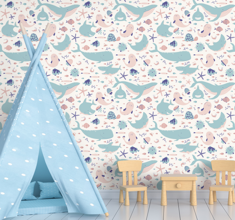 Mörk och ljusblå hajar djur tapeter - Tenstickers