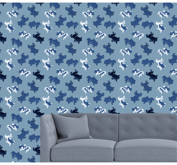 Mörkblå och grå koi fisk djur tapeter - Tenstickers