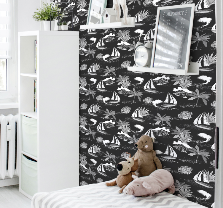 Mumin vid havet svart barn tapet - Tenstickers