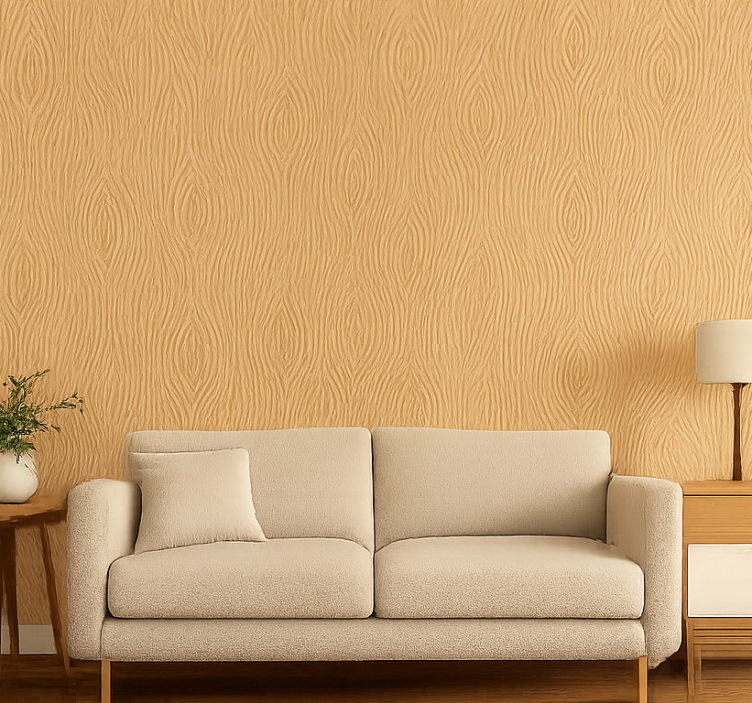 Natural wood fondtapet vardagsrum - Tenstickers