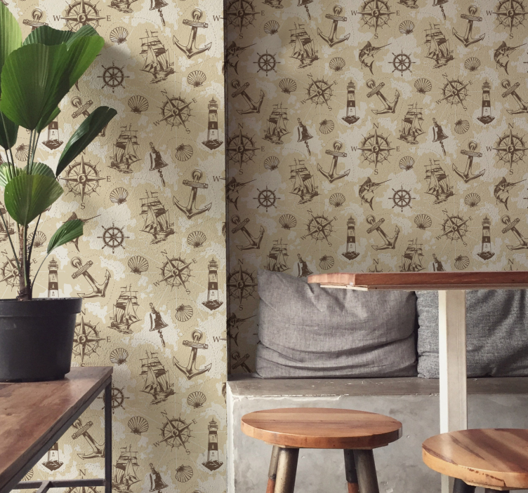 Nautiska temamotiv tapet matsal - Tenstickers