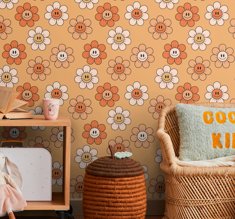 Orange nyanser smiley faces tonåring tapeter - Tenstickers