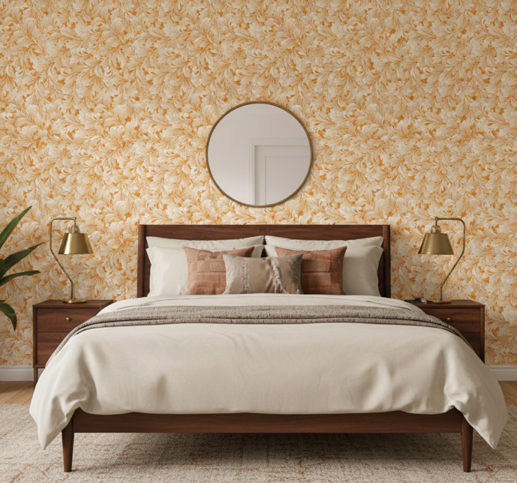 Ornate leaf pattern tapet sovrum - Tenstickers