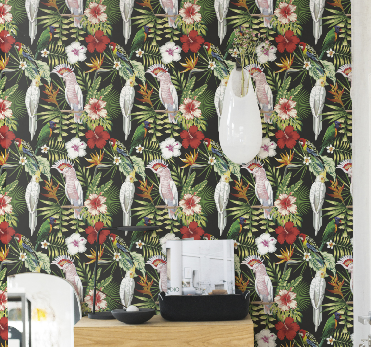 Papegojor i ljusa färger djur tapeter - Tenstickers