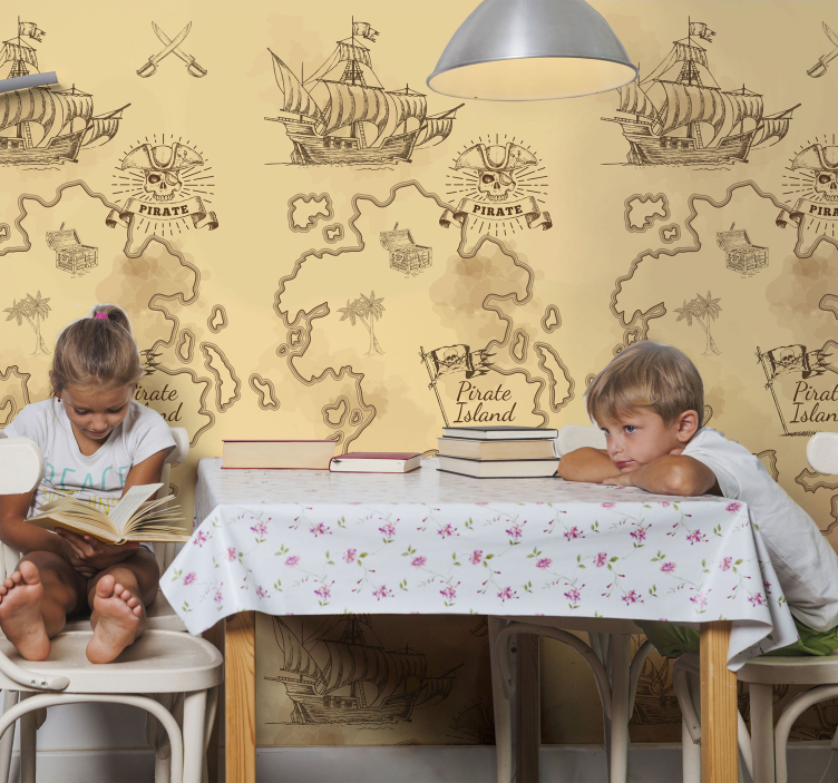 Pirat äventyrskarta Tapet klassisk - Tenstickers