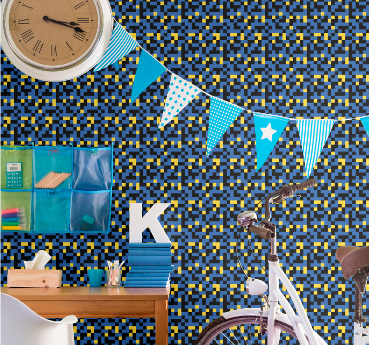 Pixlade färgblock tapet geometriska former - Tenstickers