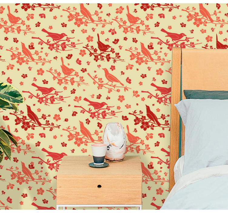 Prydnadsvoljär Tapet blommig - Tenstickers