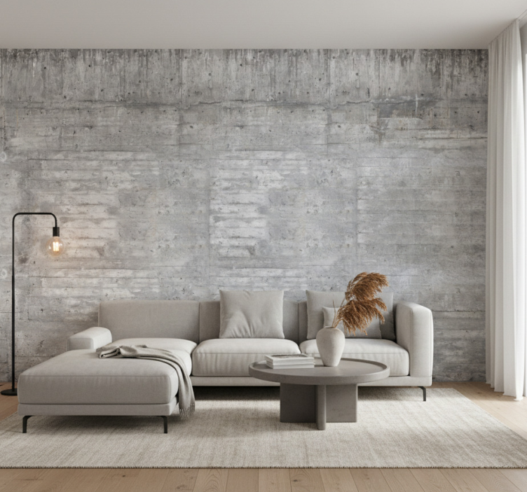 Raw industriell betong fondtapet vardagsrum - Tenstickers