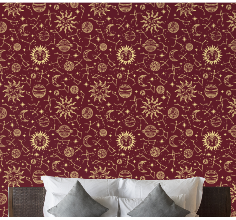 Röd stjärna mönster tapet - Tenstickers