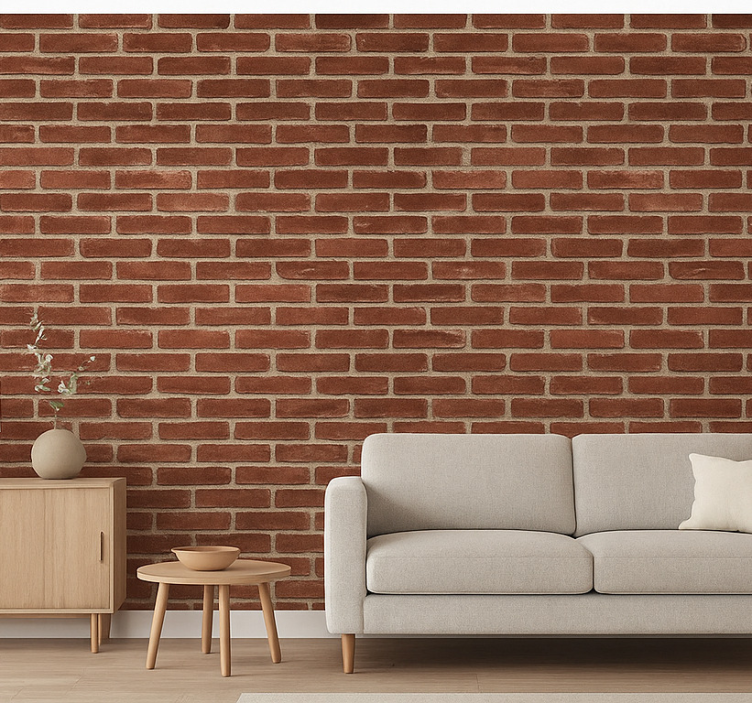 Röd tegelmönster fondtapet vardagsrum - Tenstickers