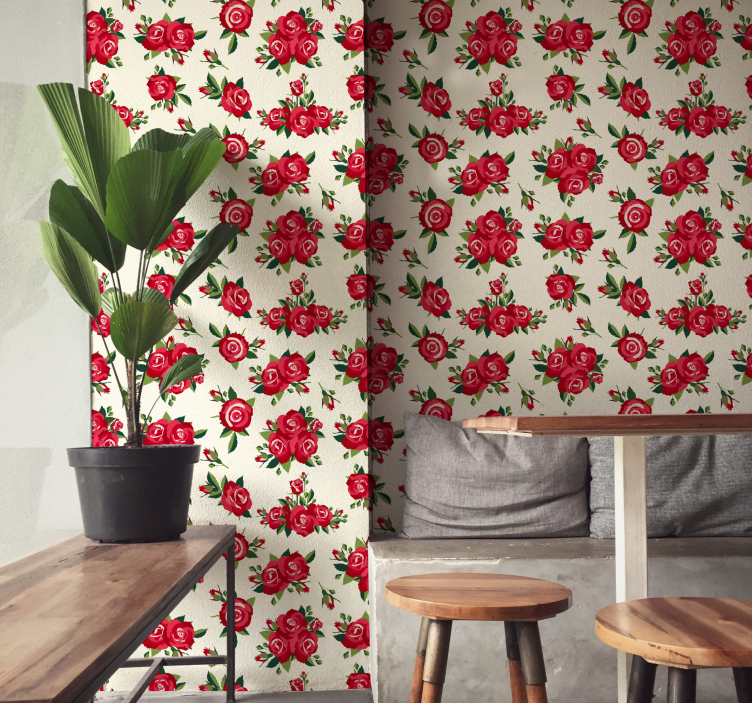 Rosblomma motiv Tapet blommor - Tenstickers
