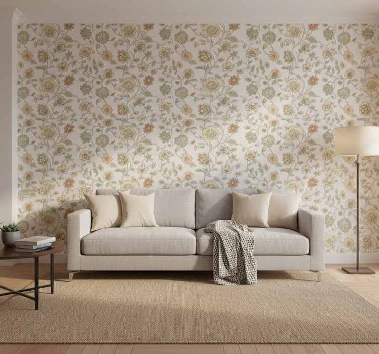 Rustik tapet anständig ljusblomma - Tenstickers