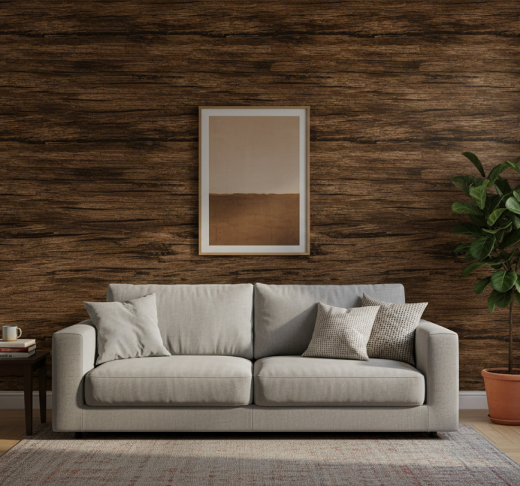 Rustik tapet randig mörkbrun - Tenstickers