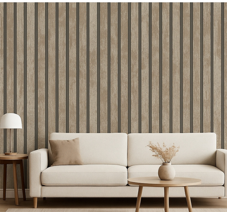 Rustik trä fondtapet vardagsrum - Tenstickers