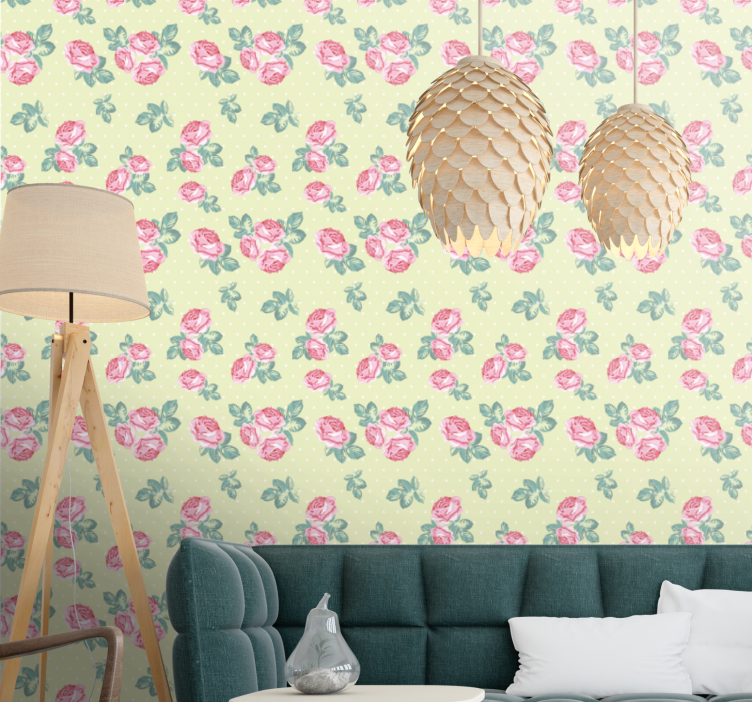 "shabby chic" med dods blomtapeter - Tenstickers