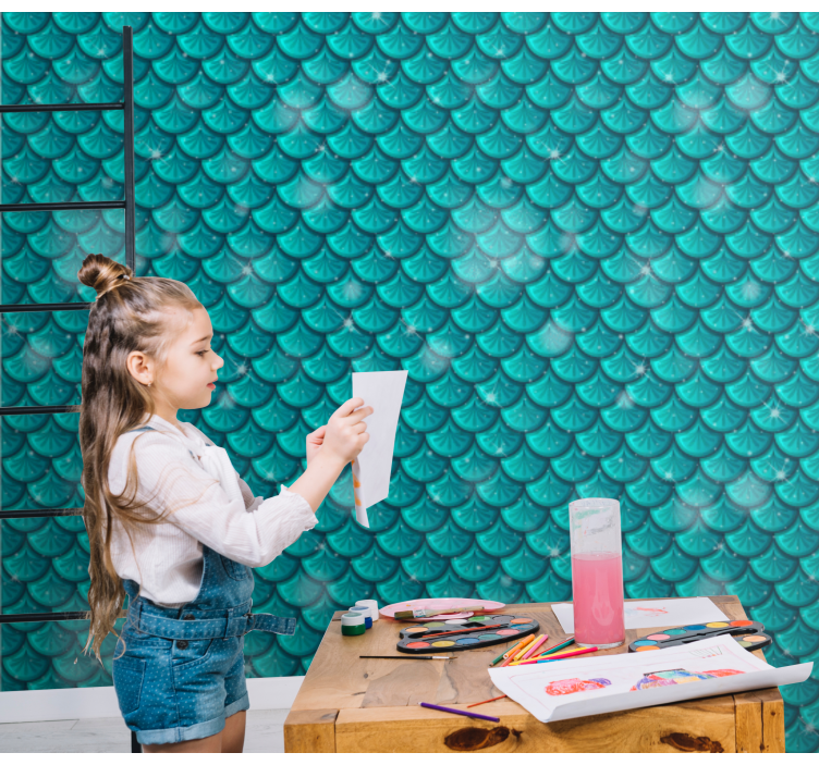 Sjöjungfru blå våg 3d tapet - Tenstickers