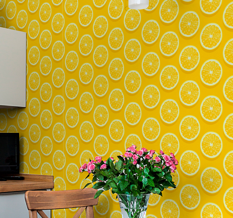 Skivade citroner citrus tapet - Tenstickers