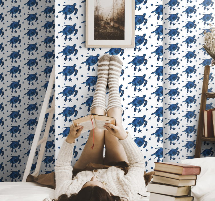 Sköldpadda med djur tapet med galaxmönster - Tenstickers