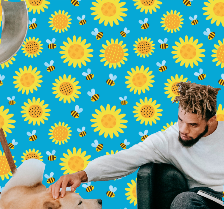 Soligt blommönster Tapet blommor - Tenstickers