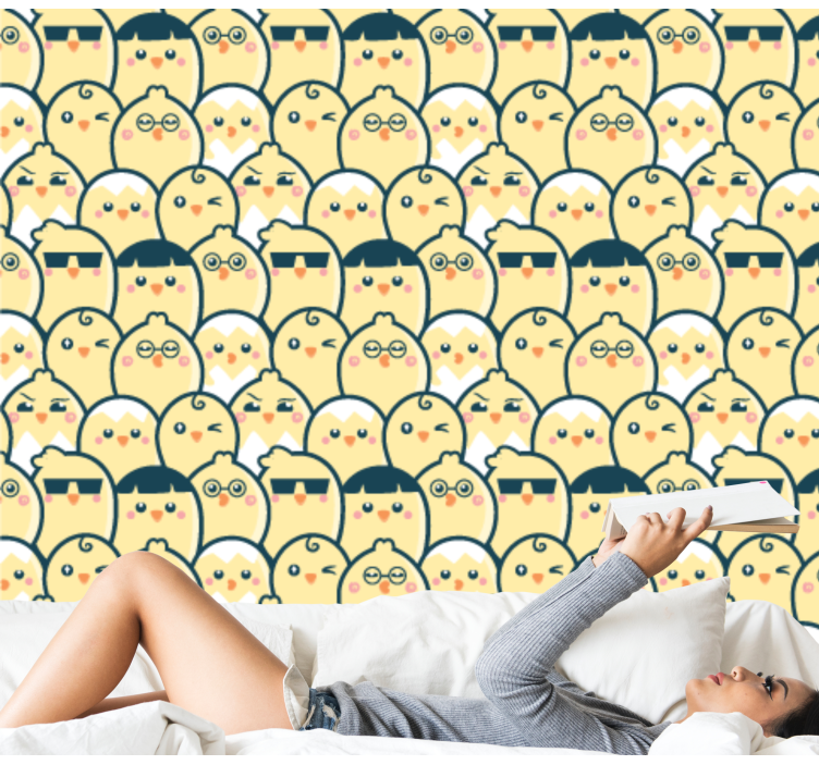 Sömlösa mönster gul chick tapet - Tenstickers