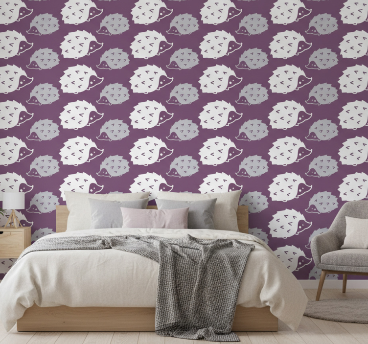 Söt igelkottmotiv tapet sovrum - Tenstickers
