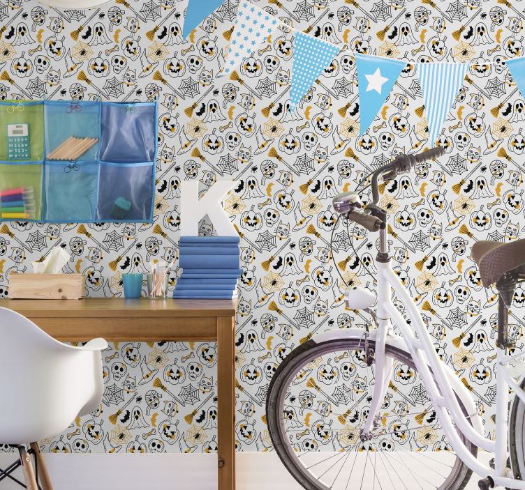 Spöklik ikon samling Tapet halloween - Tenstickers