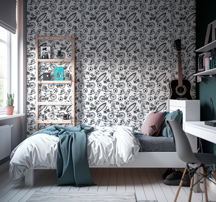 Sport doodles vintage tapeter - Tenstickers