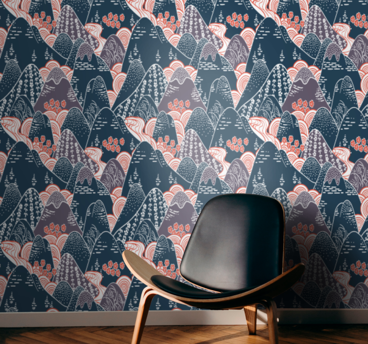 Stiliserad bergskedja tapet natur - Tenstickers