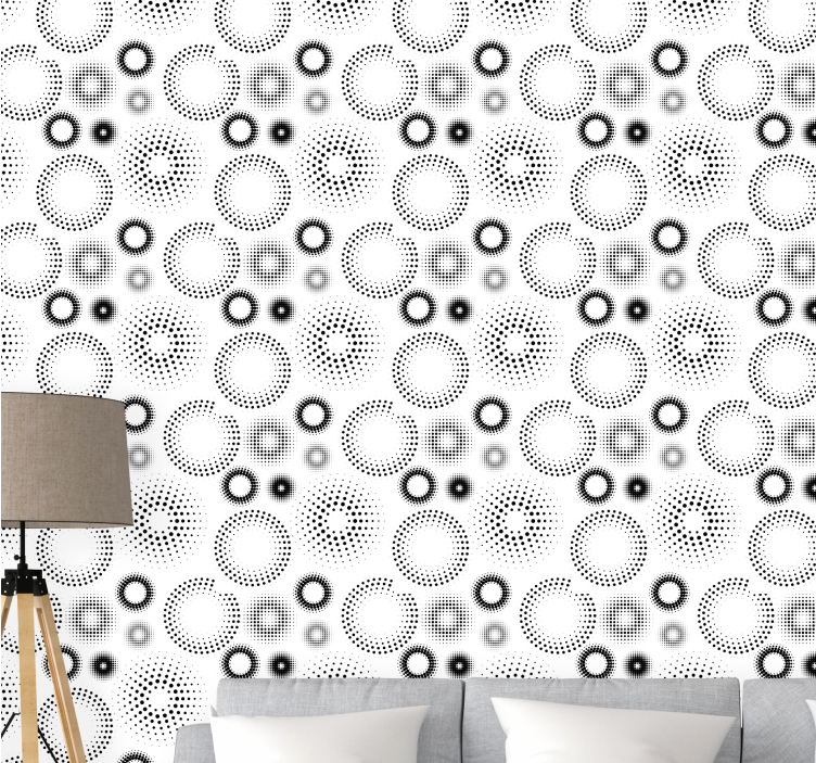 Tapet cirklar prickar och polka dots punktgeometri - Tenstickers