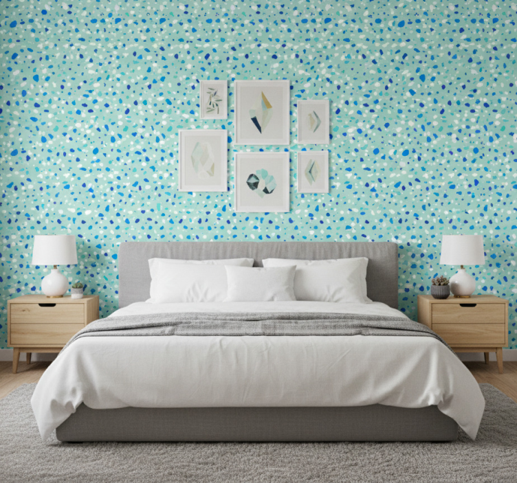 Tapet andra texturer blåtoner terrazzo - Tenstickers