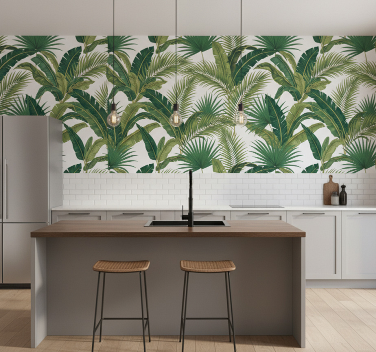 Tapet blad djungelluxus palmblad - Tenstickers