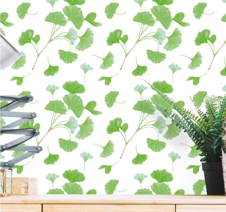 Tapet blad ginkgo biloba mönster - Tenstickers