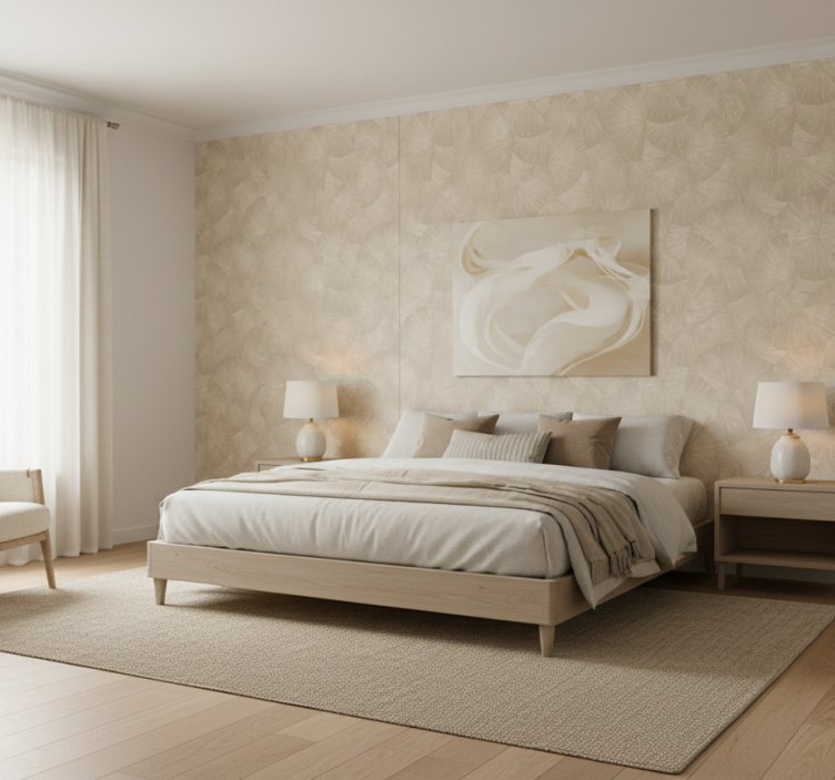 Tapet blad stilren tan abstrakt fläkt - Tenstickers