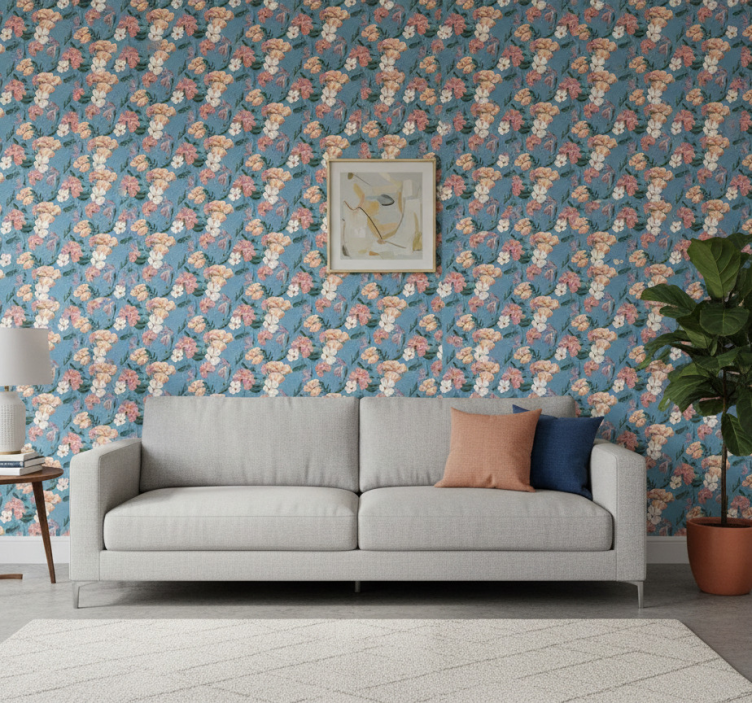 Tapet blommig blomtryck 'ziedi jeans' - Tenstickers