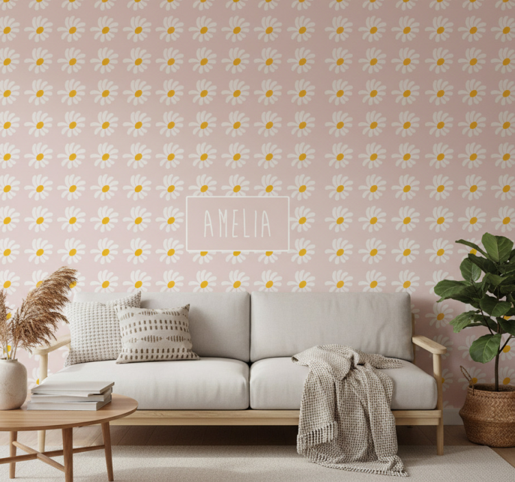 Tapet blommig bohostil blommor illustration - Tenstickers