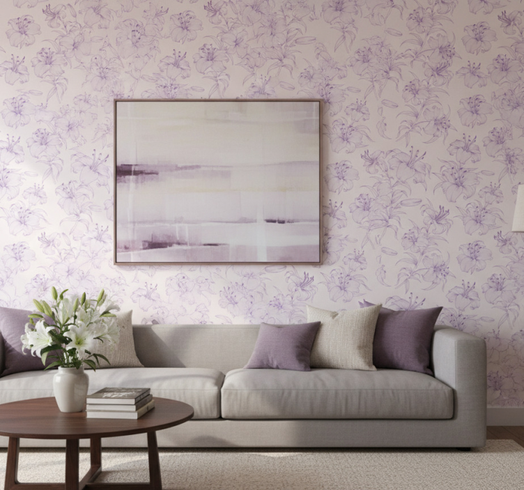 Tapet blommig med blommande liljor design - Tenstickers