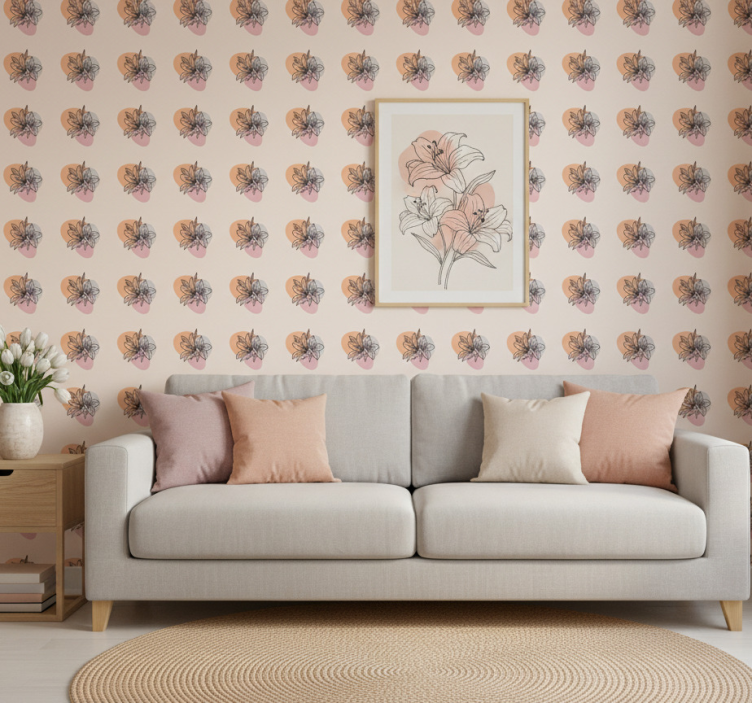 Tapet blommig söt blommor minimalistisk design - Tenstickers