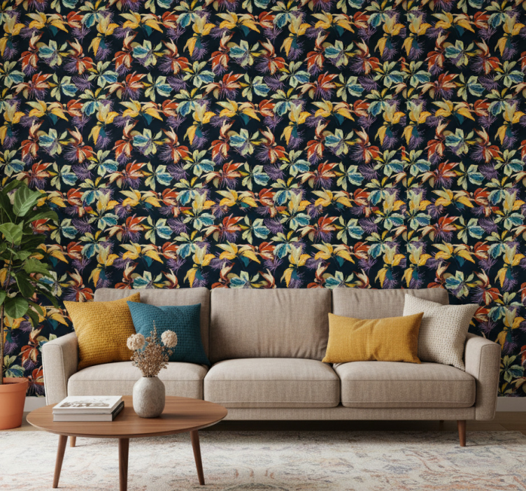 Tapet blommig tigerlilja mönster - Tenstickers