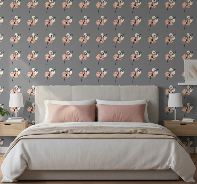 Tapet blommor abstrakt linje konst design - Tenstickers