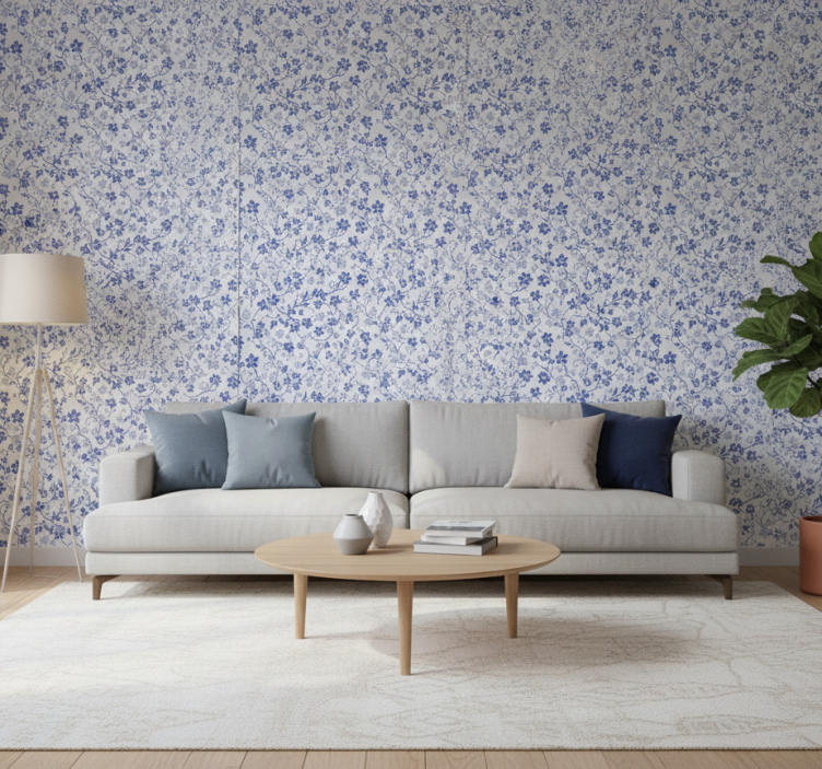 Tapet blommor blå körsbärsblomma b08p3bspfj - Tenstickers